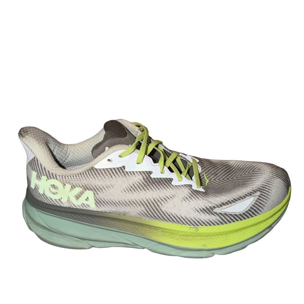 Hoka Clifton 9 GTX Sneakers with Lime and Gray Tones size 12 D